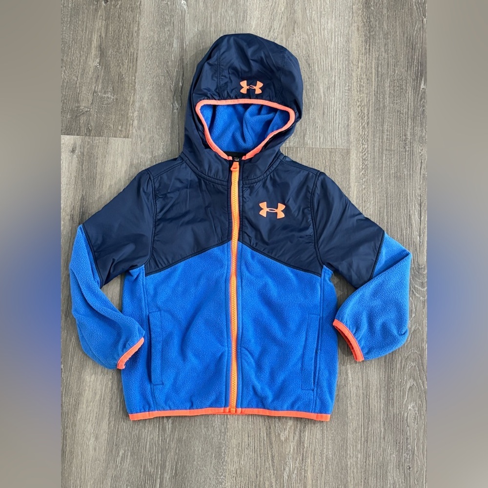 Under Armour Blue Orange Boys Size 4 5 Fleece Jacket